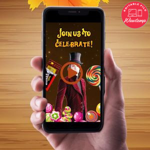 Willy wonka Birthday Video Invitation Digital Template Customizable Instant Download