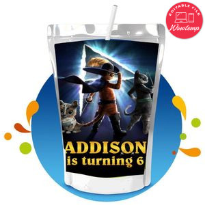 Puss in Boots Capri Sun Birthday Labels Digital File Printable Instant Download