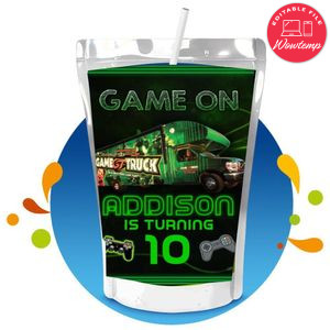 Gametruck Capri Sun Birthday Labels Digital File Printable Instant Download