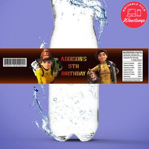 Fireheart Birthday Water Bottle Label Template to Print at Home Instant Download