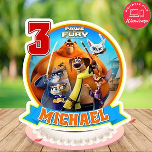 Paws of fury Birthday Cake Topper Template Printable Instant Download