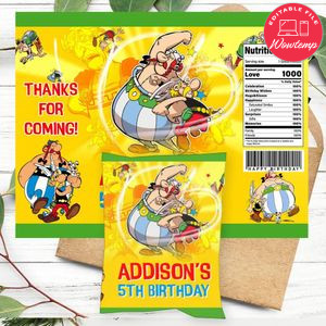 Asterix and obelix Birthday Party Chip Bag Digital File Printable Instant Download