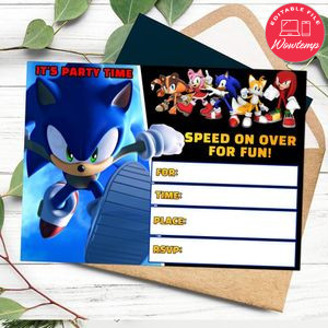 Sonic the Hedgehog fill in blank Invitation Customizable Template to Print at Home Instant Download