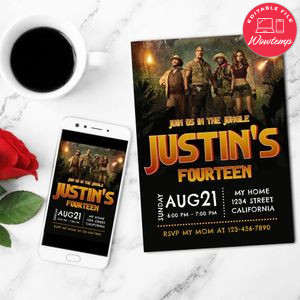 Jumanji Birthday Mobile Invite Customizable Template Instant Download