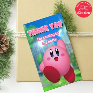 Kirby Thank You Tag Customizable Template To Print At Home Instant Download