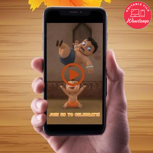 Mighty little bheem Birthday Video Invitation Digital Template Customizable Instant Download