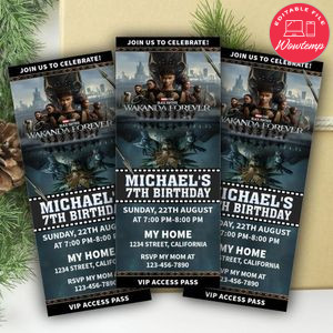 Wakanda Forever Ticket Invitation Customizable Template Instant Download