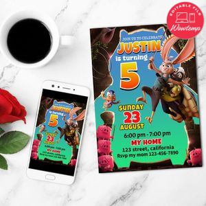 Chickenhare And The Hamster Of Darkness Mobile Invite Customizable Template Instant Download