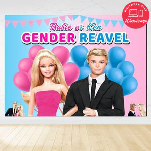 Barbie gender reveal Backdrop Digital File Template Instant Download