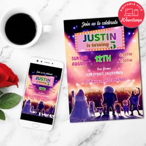 Sing 2 Birthday Party Invitation Customizable Template to Print at Home Instant Download