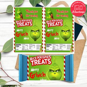 Grinch Rice Krispies Treats Template Printable Instant Download