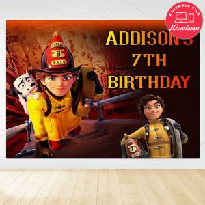 Fireheart Birthday Backdrop Digital File Template Instant Download