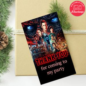 Stranger Things Thank You Tag Customizable Template To Print At Home Instant Download