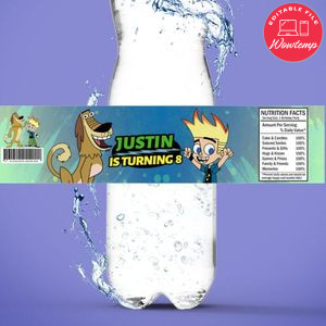Johnny Test Birthday Water Bottle Label Template to Print at Home Instant Download