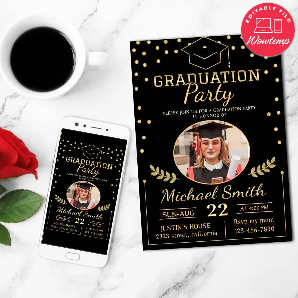 Grad Party Invitation Customizable Template | Wowtemp