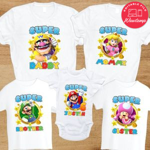 Super Mario Family Birthday Party T-Shirt