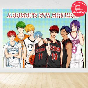 Kuroko's Basketball Birthday Backdrop Digital File Template Instant Download