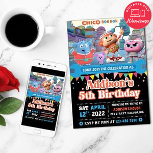 Chico Bon Bon Mobile Invite Customizable Template Instant Download