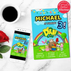 Didi and Friends Invitation Customizable Template to Print at Home Instant Download