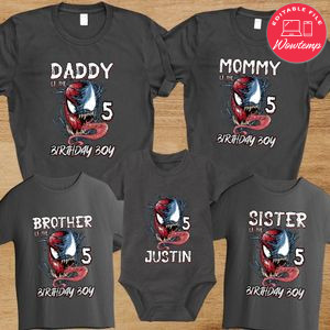 Spiderman and Venom Birthday Family Trip Vacation T-Shirt