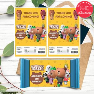 Brown and Friends Rice Krispies Treats Template Printable Instant Download