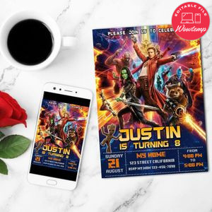 Guardians Of The Galaxy Birthday Invitation Customizable Template to Print at Home Instant Download