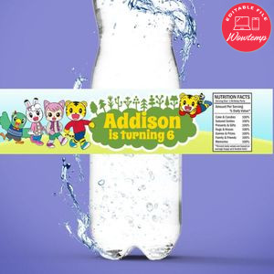 Shimajiro Birthday Water Bottle Label Template to Print at Home Instant Download