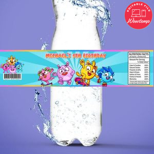 Baby Zoo Birthday Water Bottle Label Template to Print at Home Instant Download