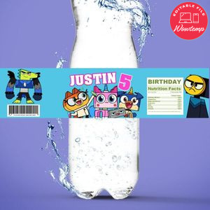 Unikitty Birthday Water Bottle Label Template to Print at Home Instant Download