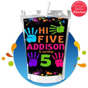 Hi Five Capri Sun Birthday Labels Digital File Printable Instant Download