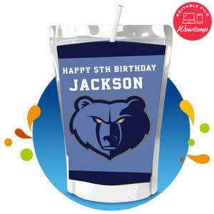 Memphis Grizzlies Capri Sun Birthday Label Digital File Printable Instant Download