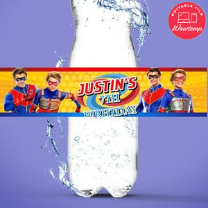 Henry danger Birthday Water Bottle Label Template to Print at Home Instant Download