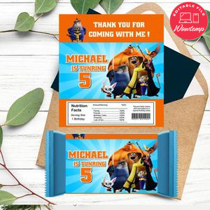 Paws of fury Candy bar Label Customizable Template Instant Download