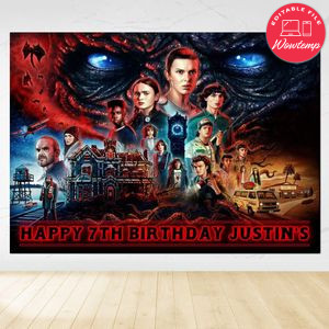 Stranger things 4 Birthday Backdrop Digital File Template Instant Download