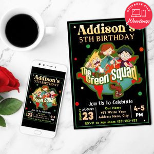 The Green Squad Mobile Invite Customizable Template Instant Download