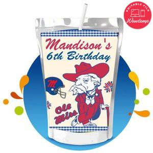 Ole miss Capri Sun Birthday Label Digital File Printable Instant Download