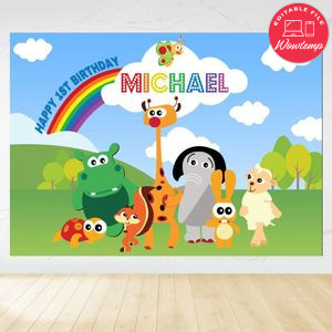 BabyFirst TV Birthday Backdrop Digital File Template Instant Download
