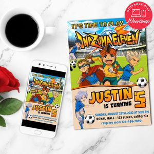 Inazuma Eleven Birthday Invitation Customizable Template to Print at Home Instant Download