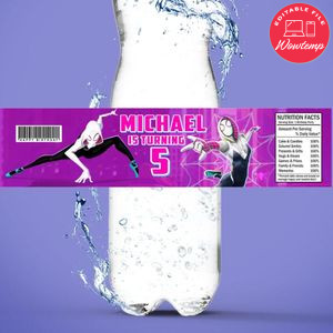 Gwen Birthday Water Bottle Label Template to Print at Home Instant Download