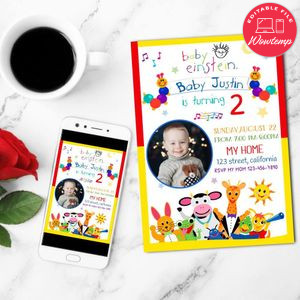 Baby Einstein Birthday Mobile Invite Customizable Template Instant Download