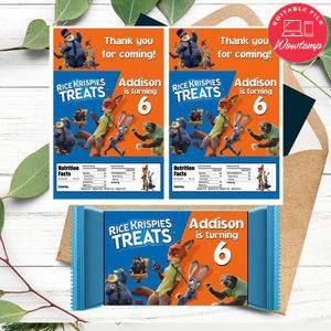 Zootopia Rice Krispies Treats Template Printable Instant Download