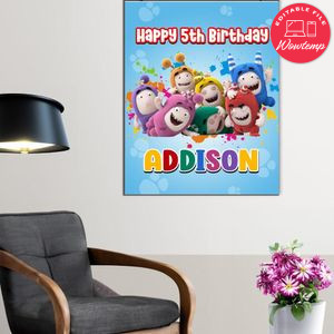 Oddbods Birthday Poster Digital File Printable Instant Download
