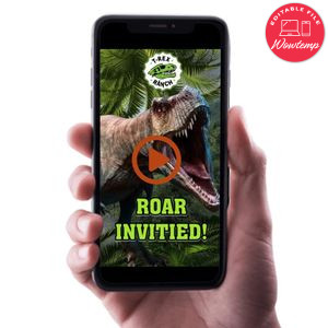 T-Rex Ranch Birthday Video Invitation Digital Template Customizable Instant Download