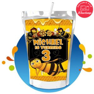 Bee movie Capri Sun Birthday Labels Digital File Printable Instant Download