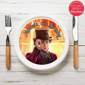 Wonka Birthday Plate Template Customizable To Print At Home Instant Download