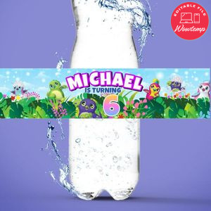 Hatchimal Birthday Water Bottle Label Template to Print at Home Instant Download