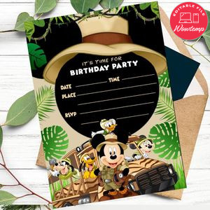 Mickey safari fill in blank Invitation Customizable Template to Print at Home Instant Download