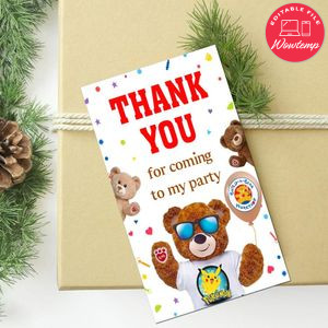 Build A Bear Thank You Tag Customizable Template To Print At Home Instant Download