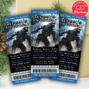 Halo Ticket Invitation Customizable Template Instant Download
