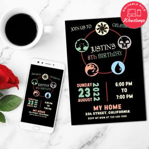 Magic The Gathering Invitation Customizable Template to Print at Home Instant Download